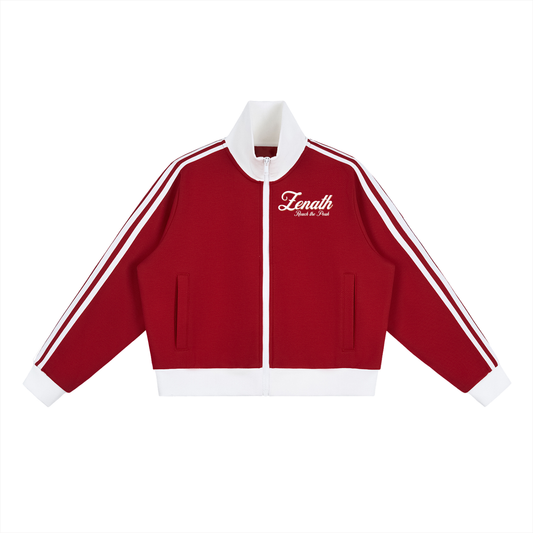 Varsity Script Womens Fleece Cropped Track Jacket
