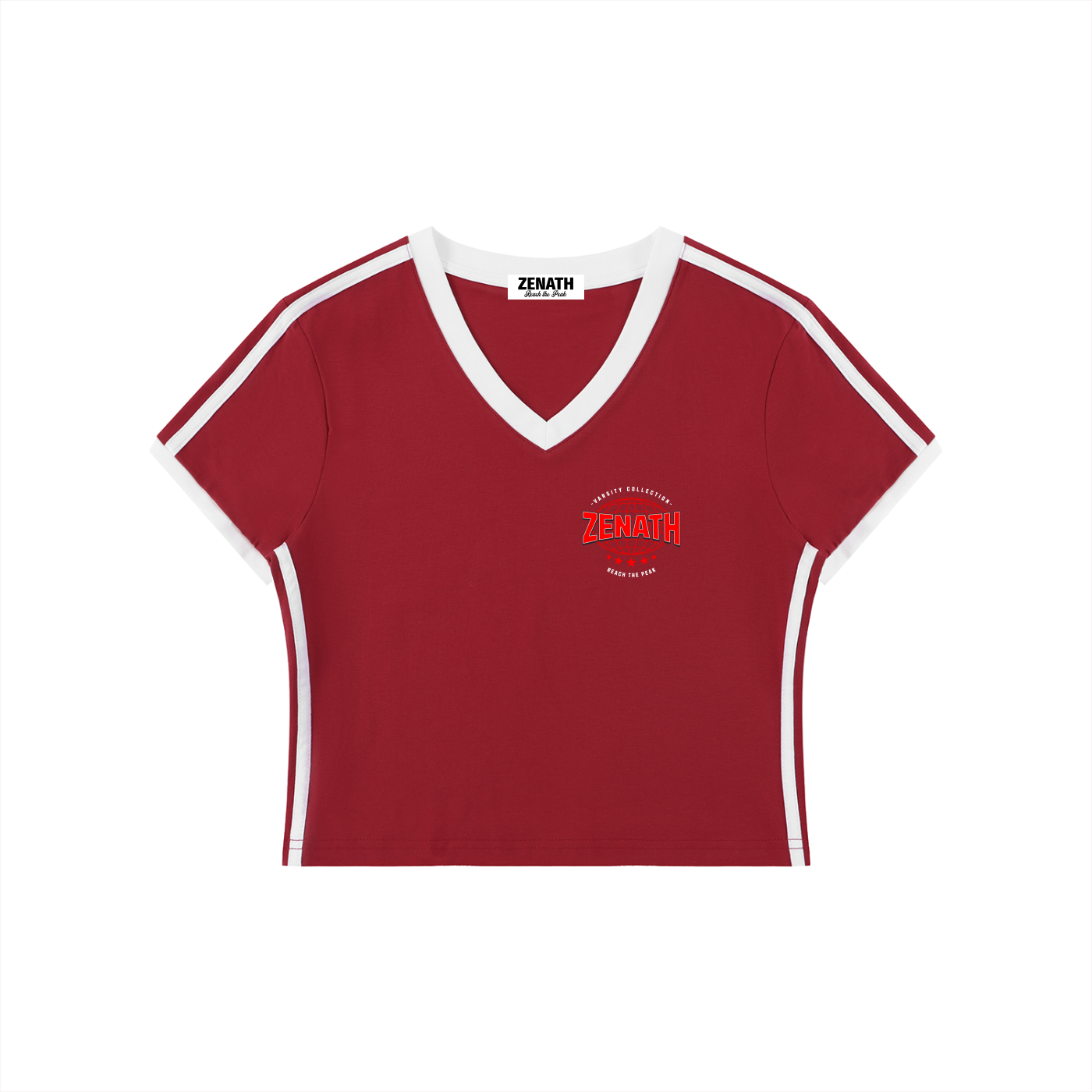 Varsity Global Peak Women's V-Neck Crop Tee