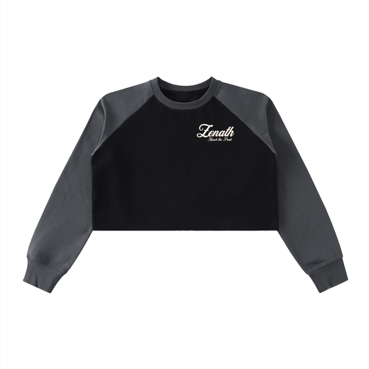Varsity Script Womens Raglan Cropped Sweatshirt