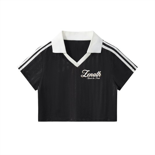 Varsity Script Womens Collar Cropped Jersey
