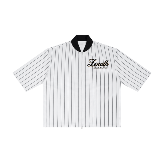 Varsity Script Striped Full-Zip Baseball Jersey