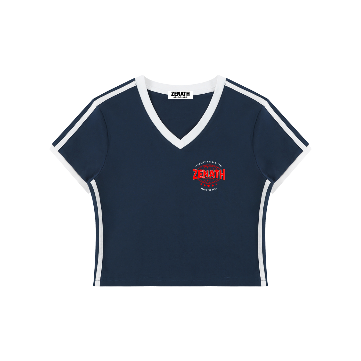 Varsity Global Peak Women's V-Neck Crop Tee