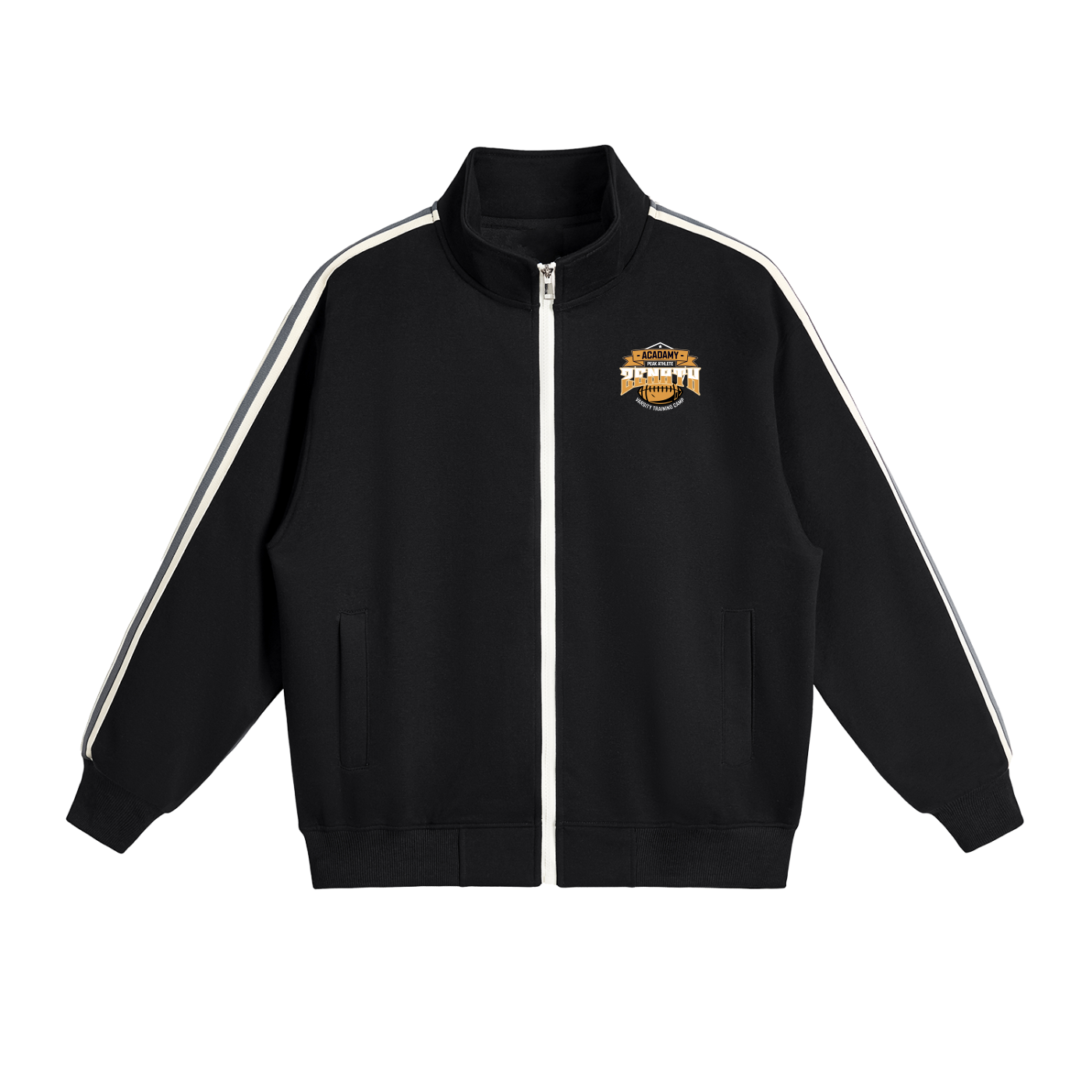 Varsity 26 Contrast Side-Stripe Stand Collar  Jacket