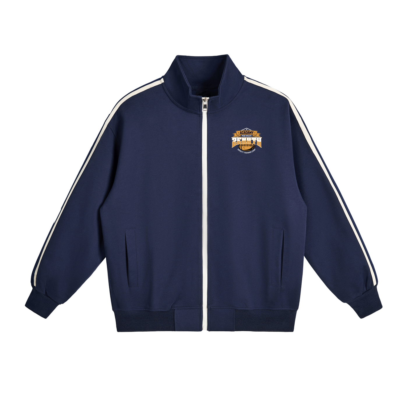 Varsity 26 Contrast Side-Stripe Stand Collar  Jacket