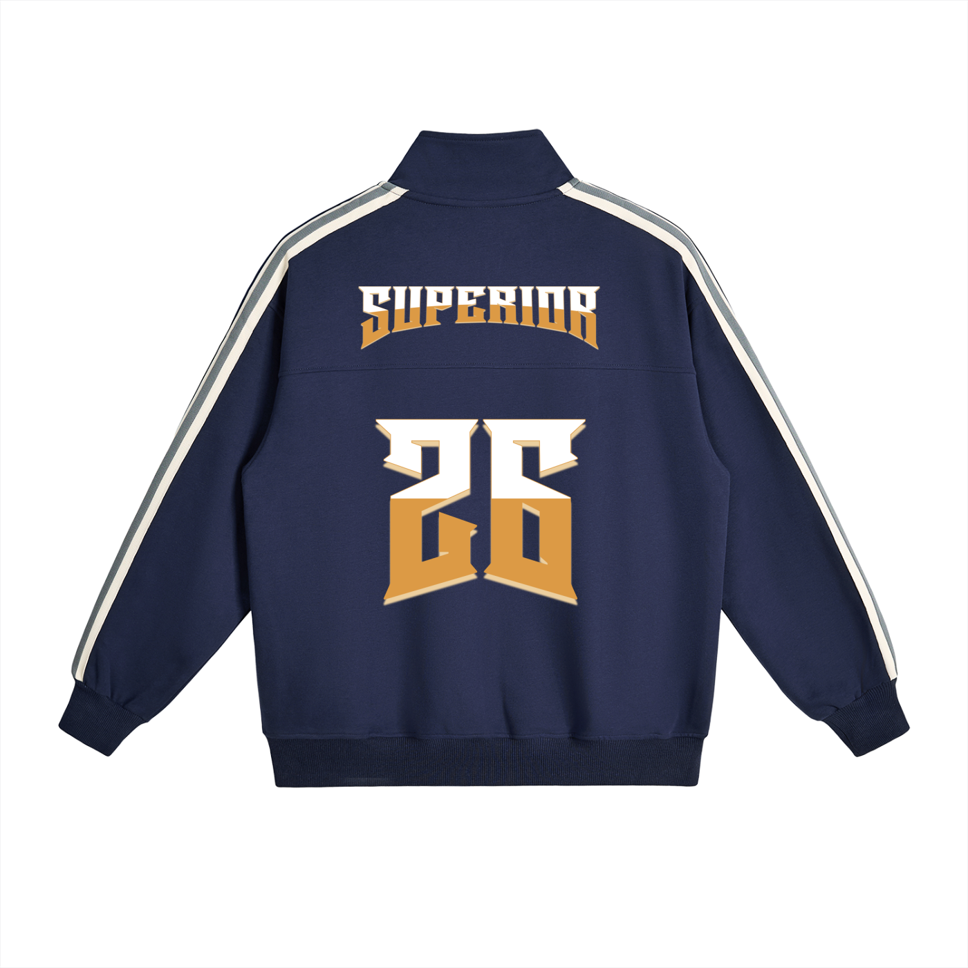 Varsity 26 Contrast Side-Stripe Stand Collar  Jacket