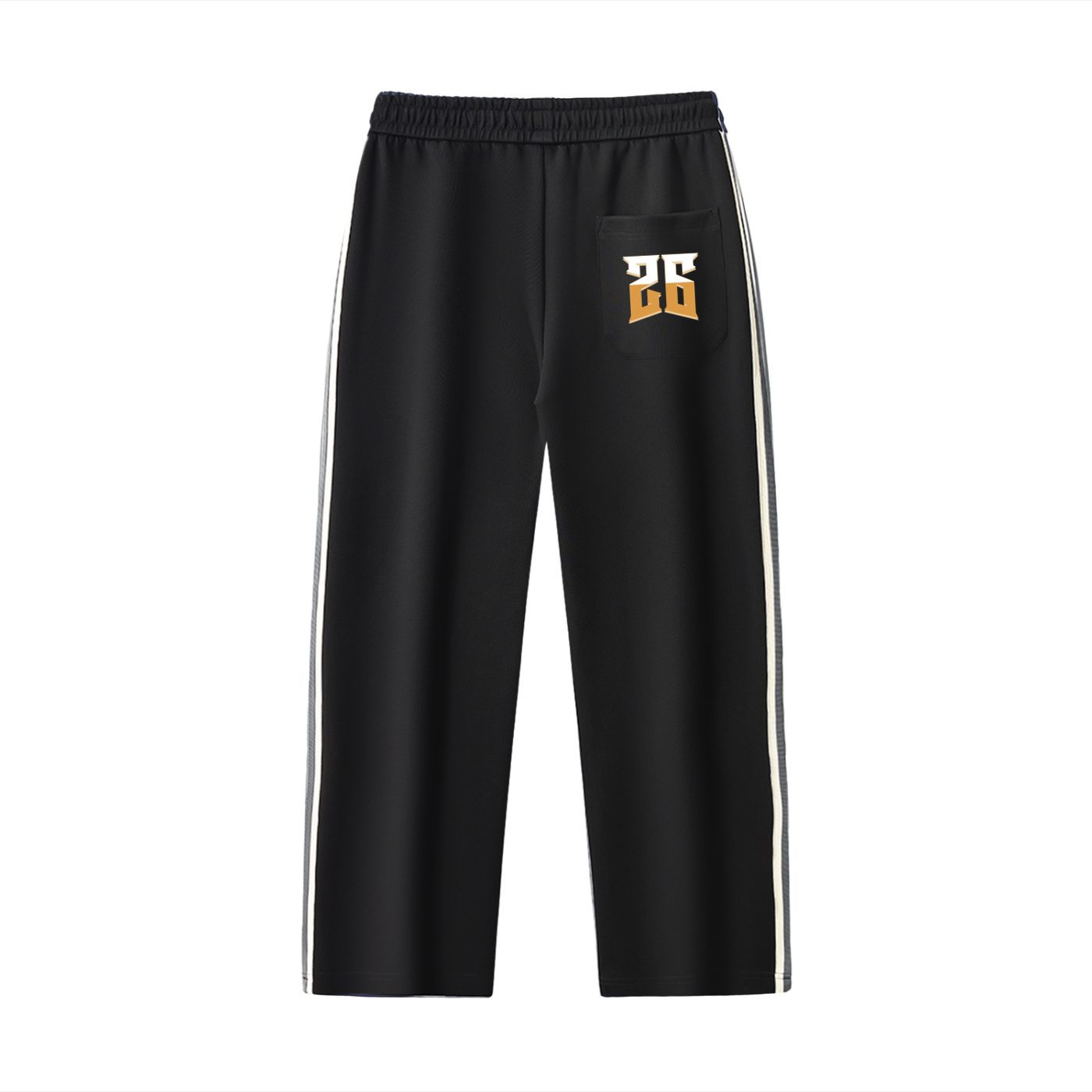 Varsity 26 Contrast Side-Stripe Straight-Leg Pants