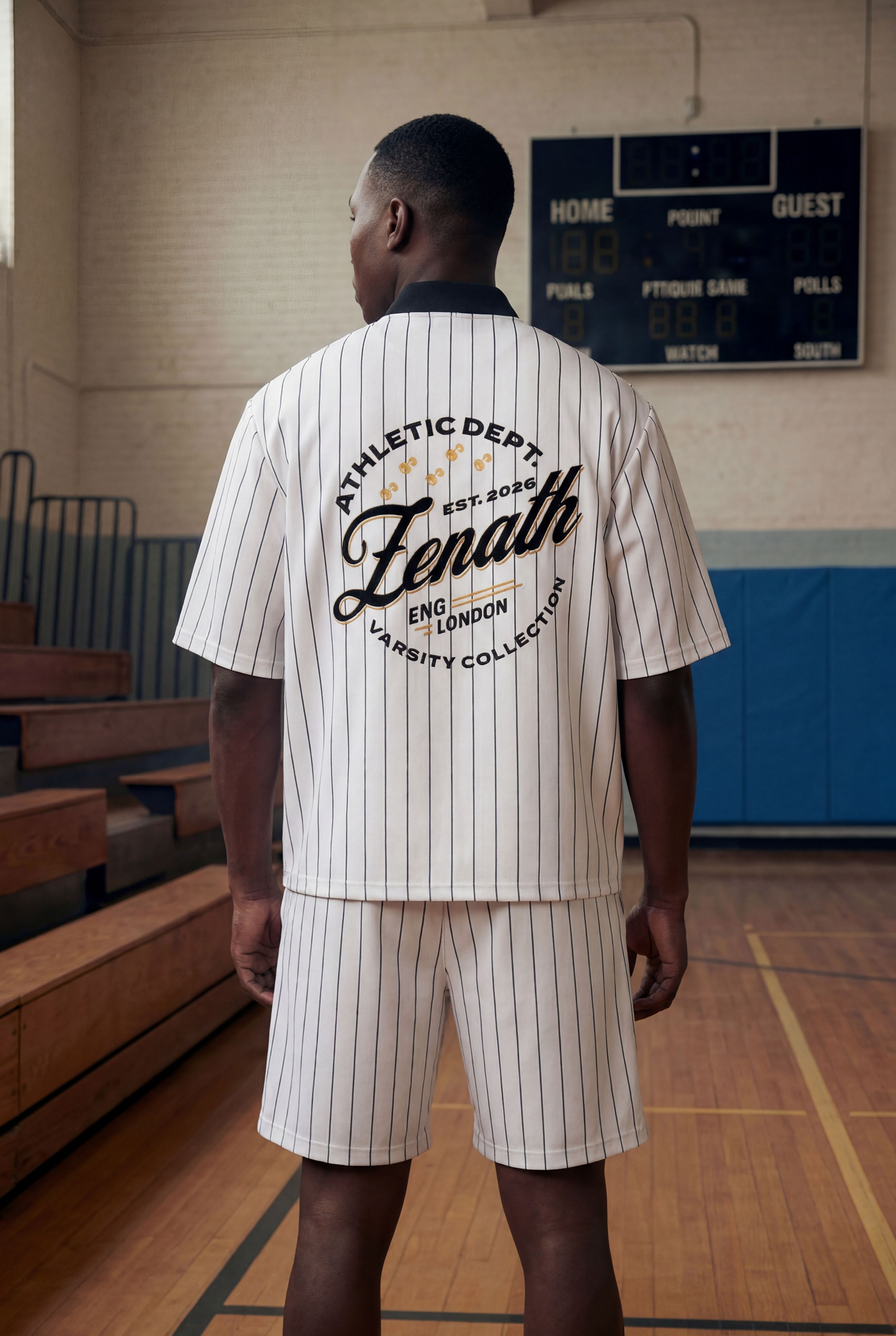 Varsity Script Striped Full-Zip Baseball Jersey