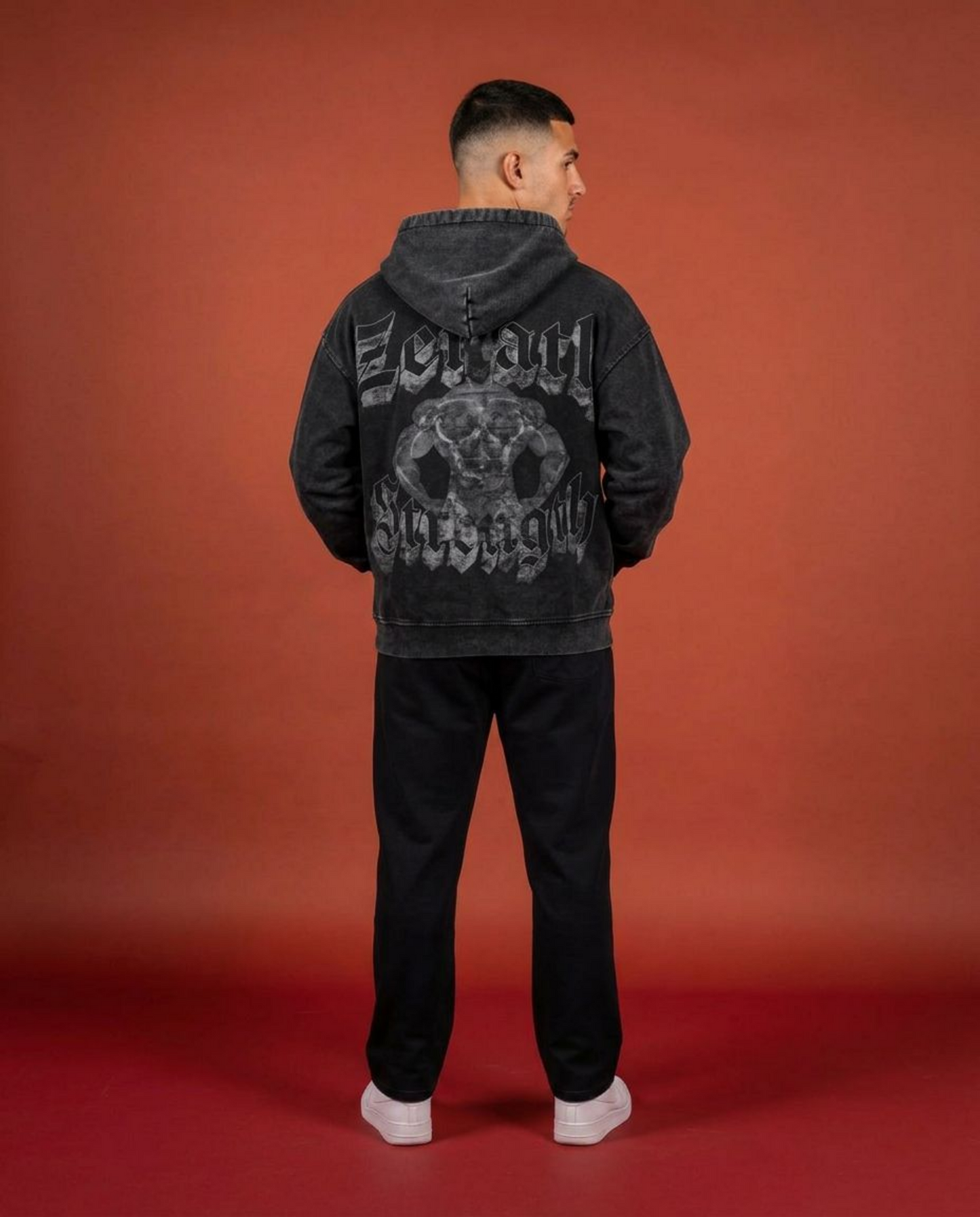Strength Oversized Faded Zip Hoodie
