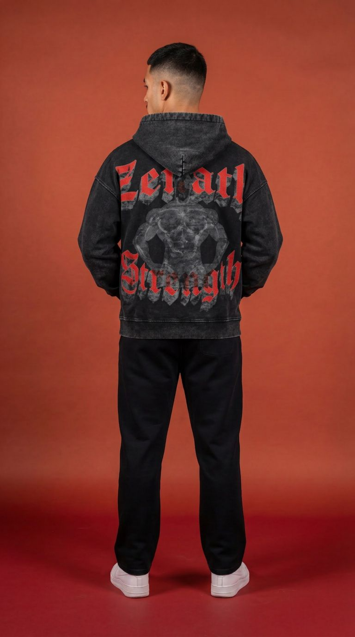 Strength Oversized Faded Zip Hoodie