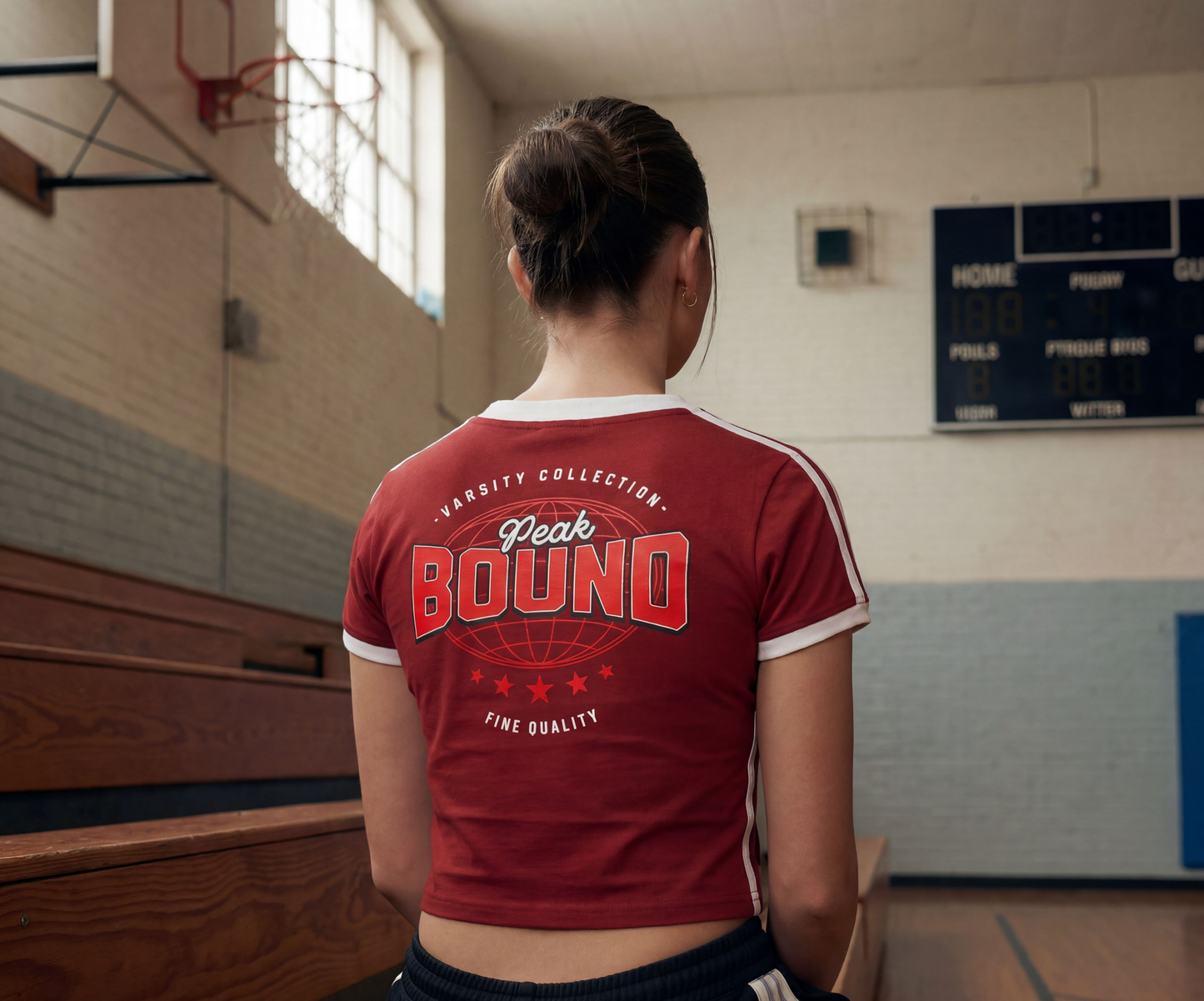Varsity Global Peak Women's V-Neck Crop Tee