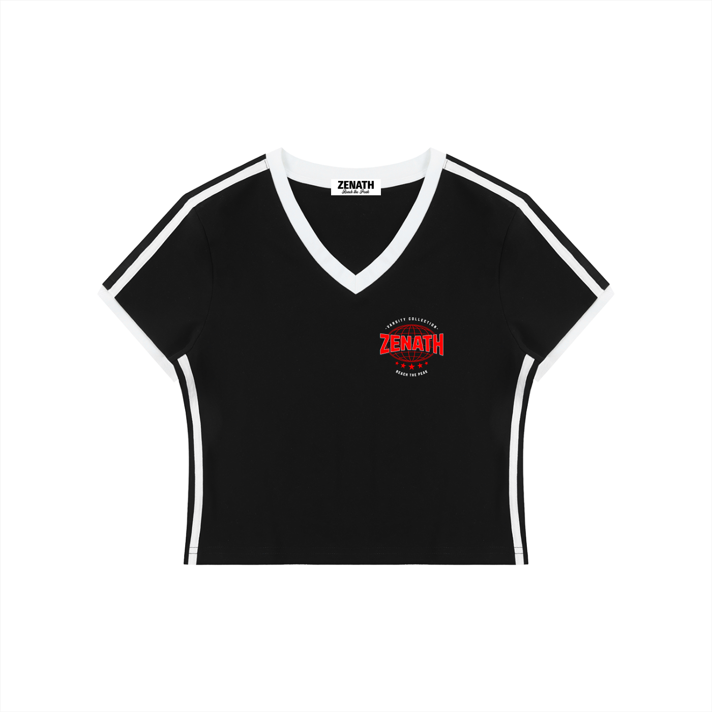 Varsity Global Peak Women's V-Neck Crop Tee