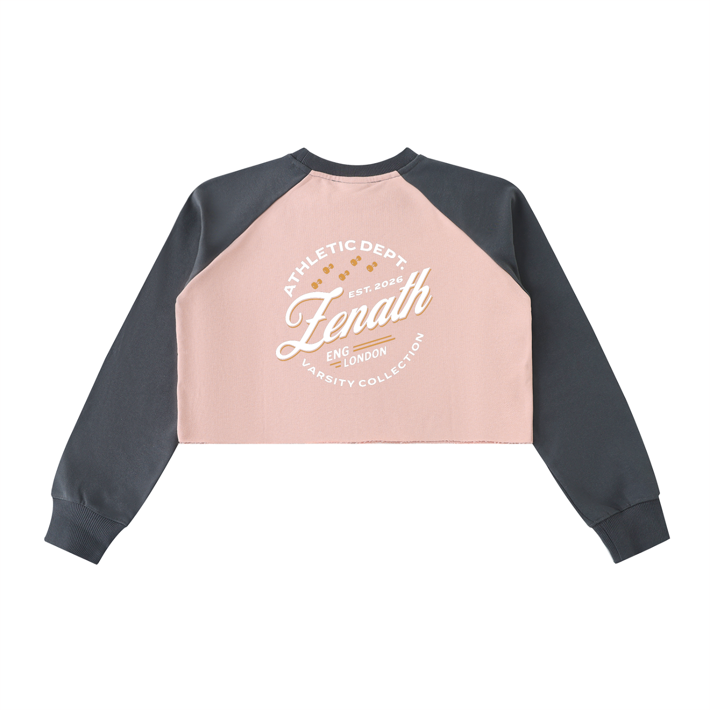 Varsity Script Womens Raglan Cropped Sweatshirt