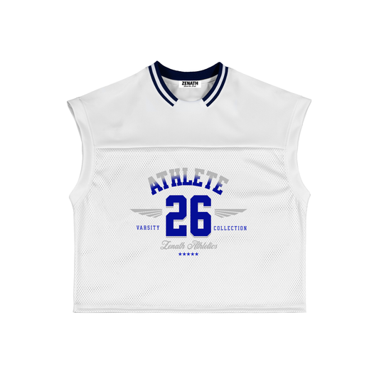 Varsity Athlete Loose Sleeveless Mesh Tee